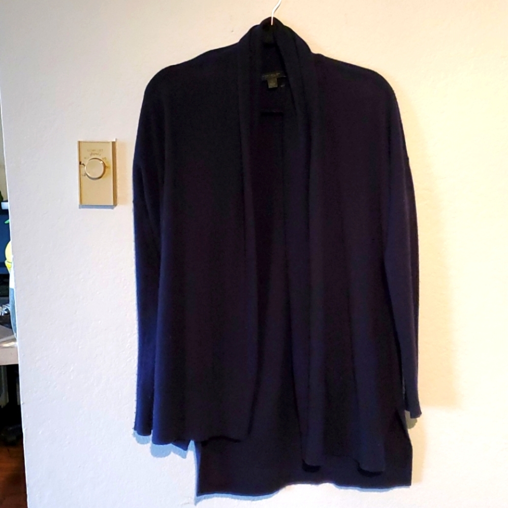 Navy cashmere wrap sweater